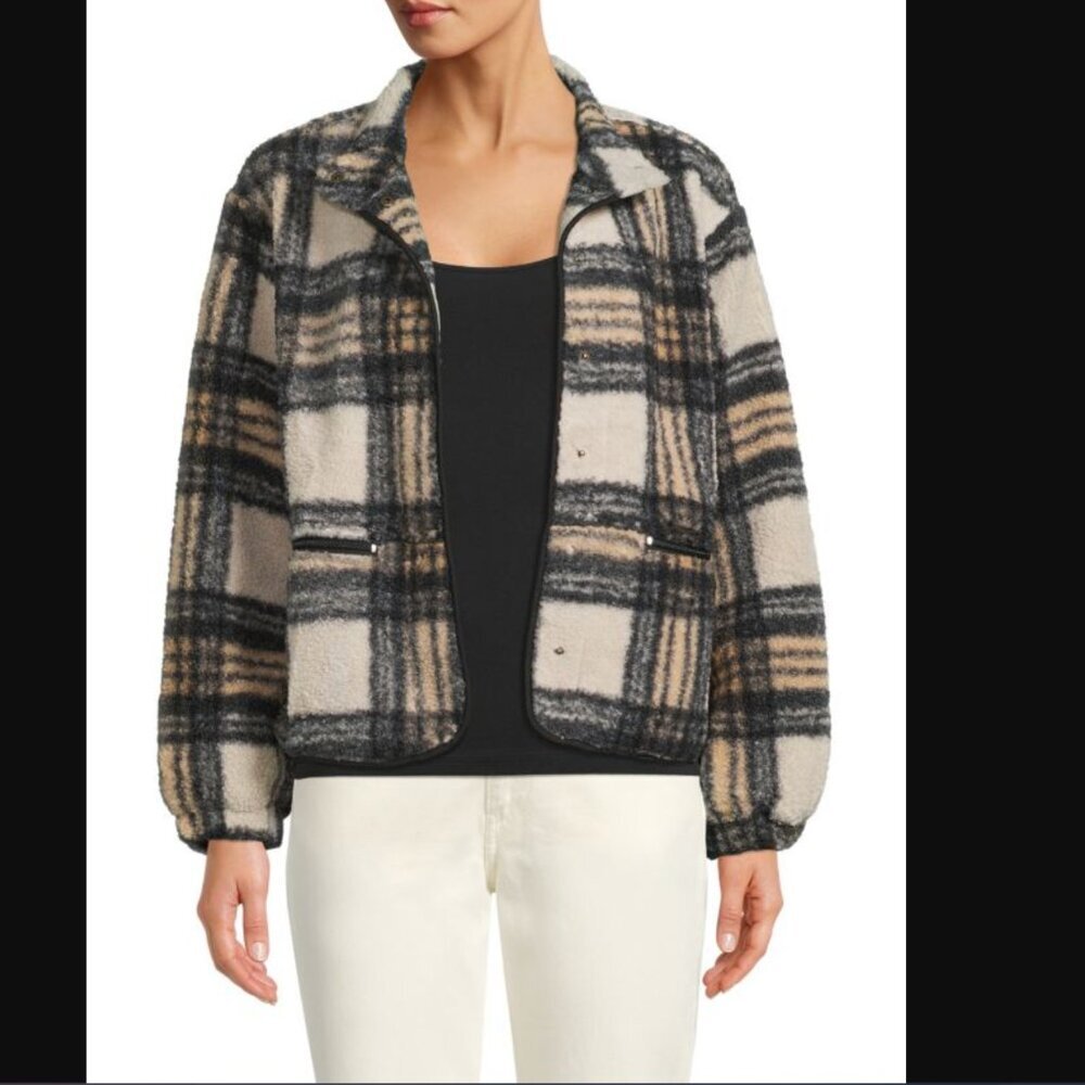 Sanctuary XXL 2XL Plaid Faux Fur Jacket Nordstrom